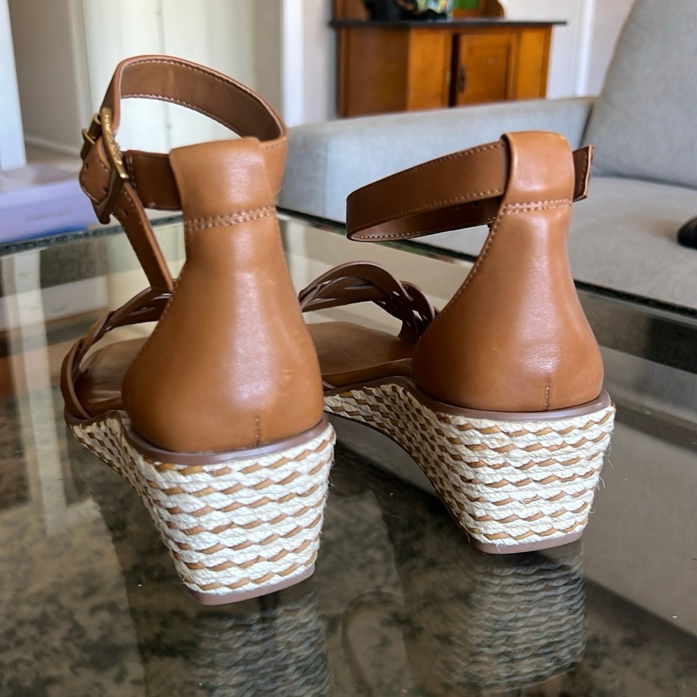 Vince Camuto Baylee's Women's Wedge Espadrille Sandals Brown Leather Size 8W New - Picture 8 of 9